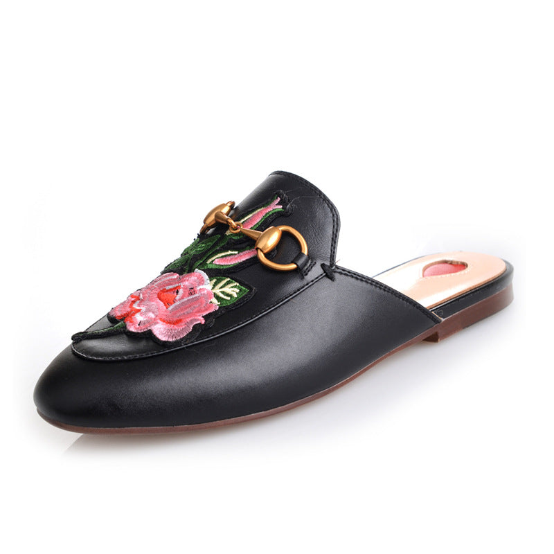Leather Flats with Rose Design - paulamariecollection