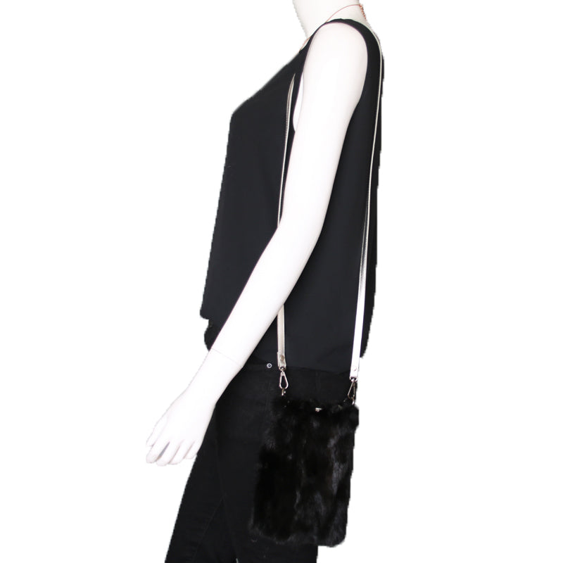 Reversible Mink Fur and Metallic Leather Crossbody Purse - paulamariecollection