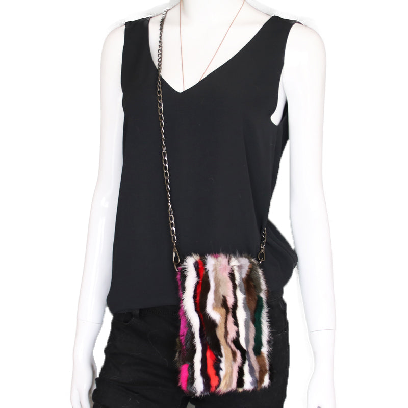Mink Fur Multicolor Crossbody Purse - paulamariecollection