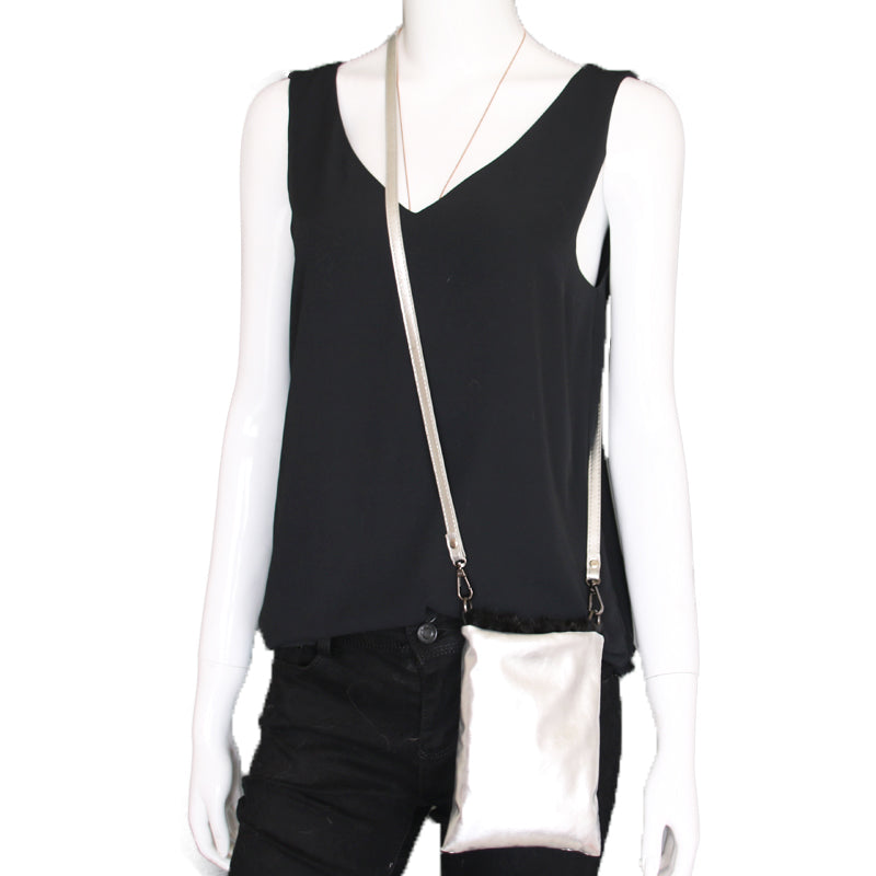 Reversible Mink Fur and Metallic Leather Crossbody Purse - paulamariecollection