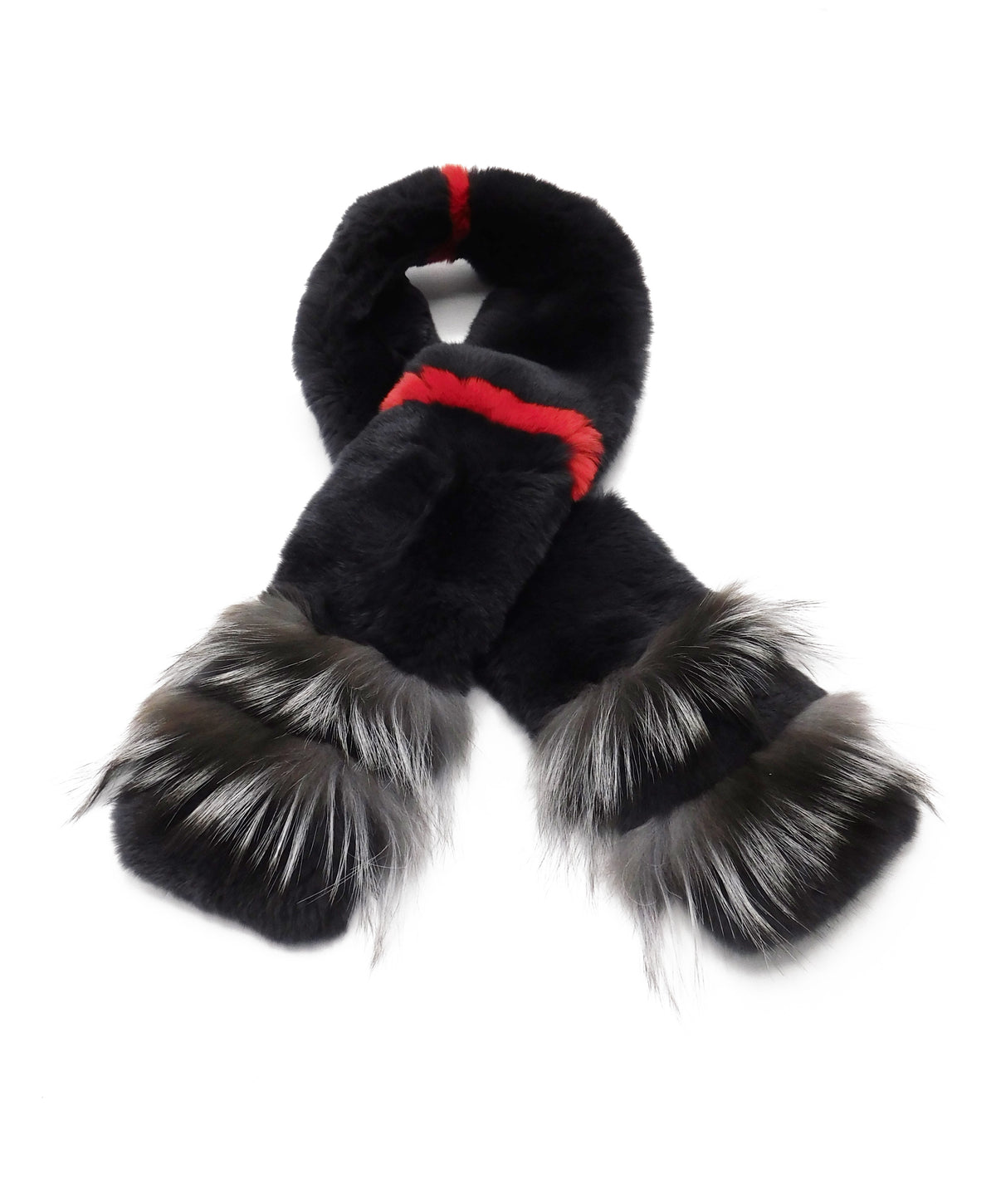 Rex Rabbit Scarf with Silver Fox Tips - paulamariecollection