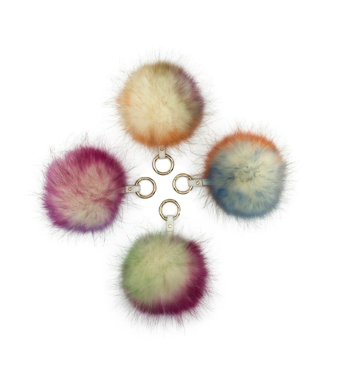 Multicolor Raccoon Fur Pom Keychain - paulamariecollection