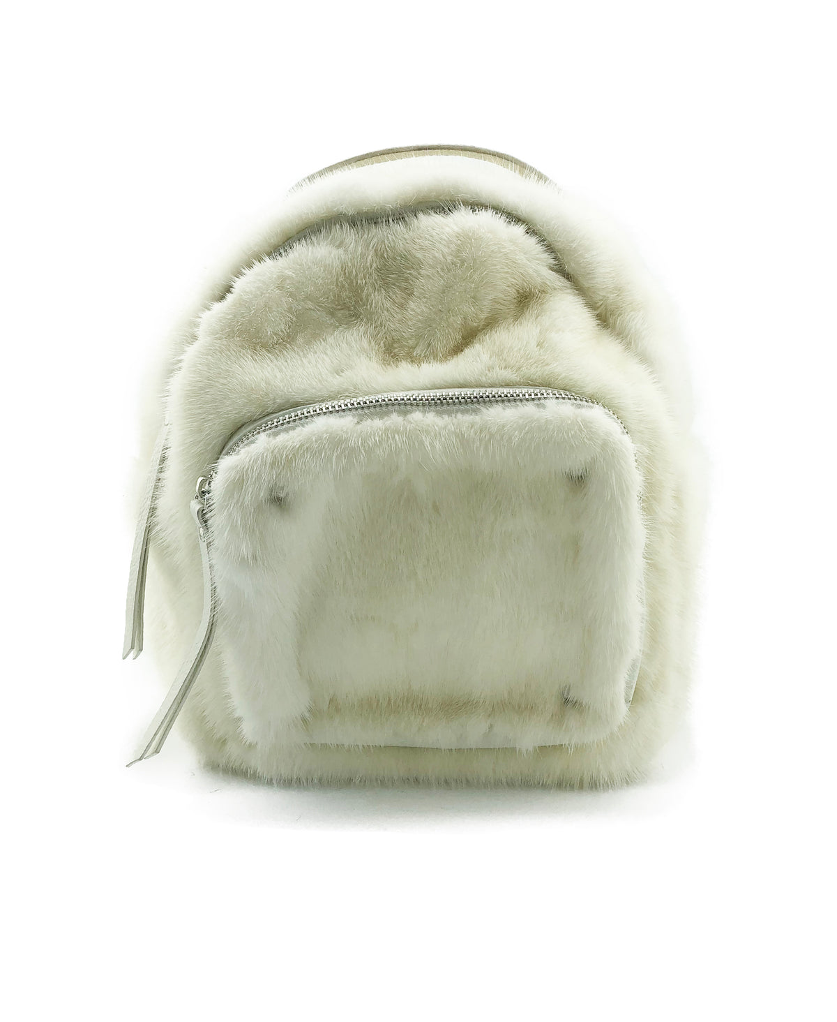 White Mink and Leather Backpack Purse - paulamariecollection