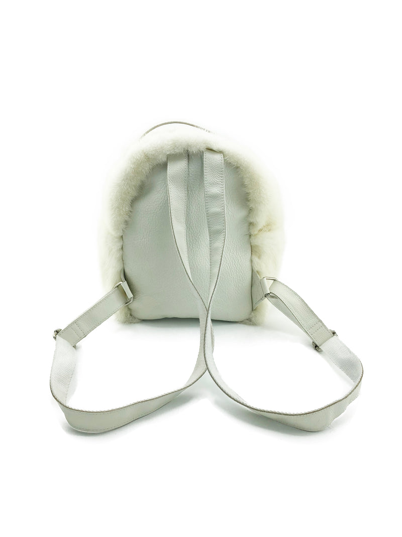 White Mink and Leather Backpack Purse - paulamariecollection