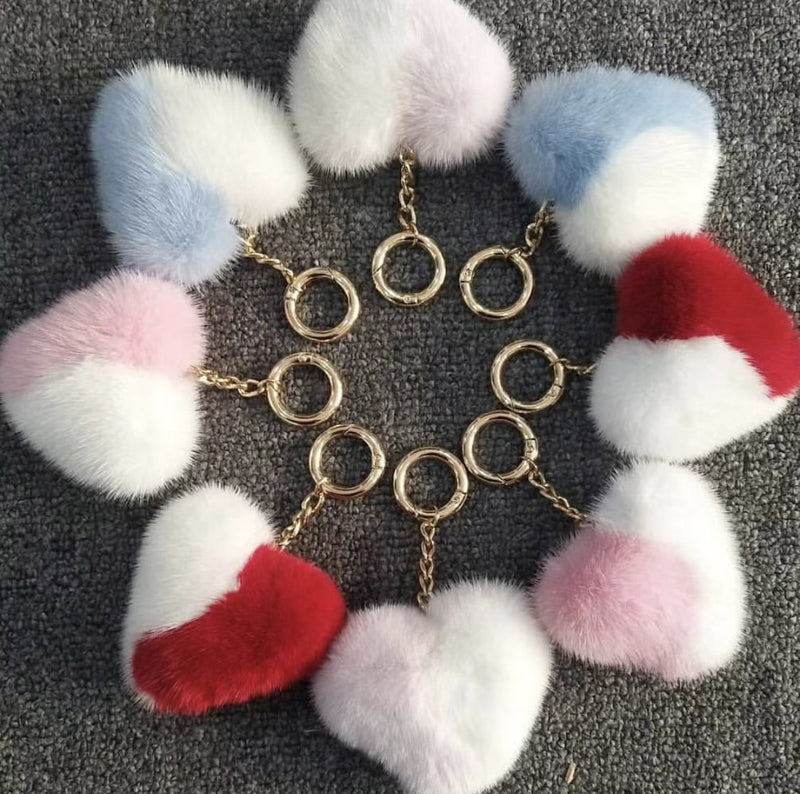 Mink Fur Heart Keychain - paulamariecollection