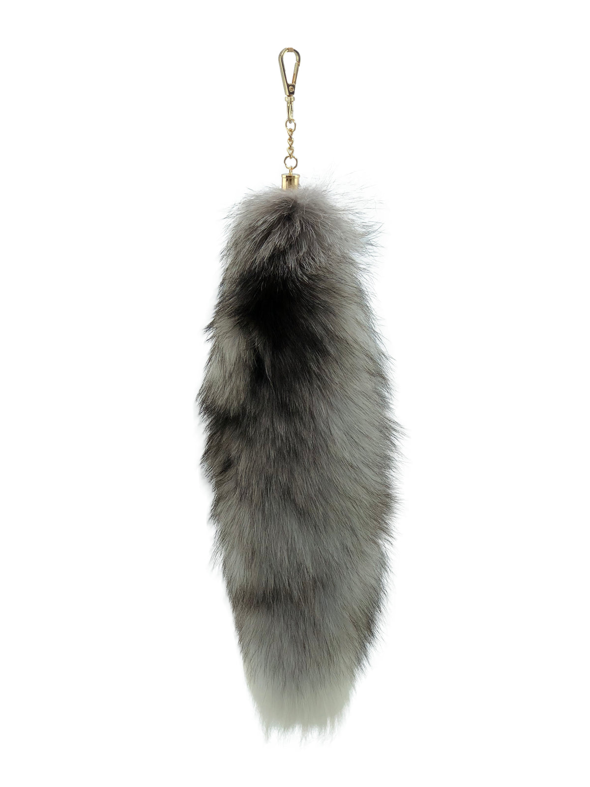 Silver-Blue Fox Tail Clip-on Keychain - paulamariecollection