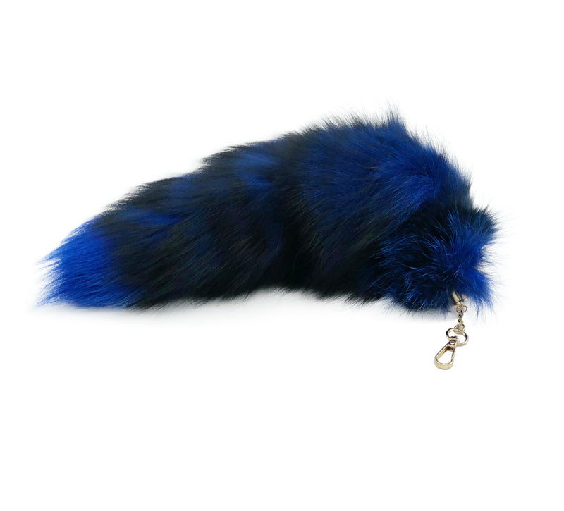 Blue Clip-on Fox Tail Keychain - paulamariecollection
