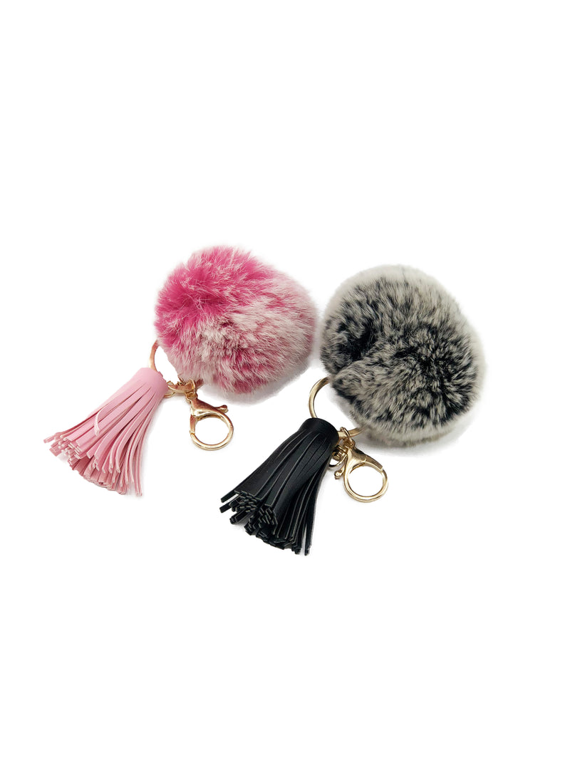Rex Rabbit Pom Keychain with Leather Tassels - paulamariecollection