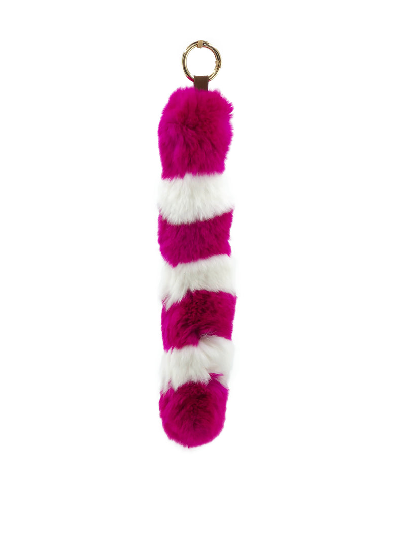 Rex Rabbit Fur Striped Clip-on Keychain - paulamariecollection