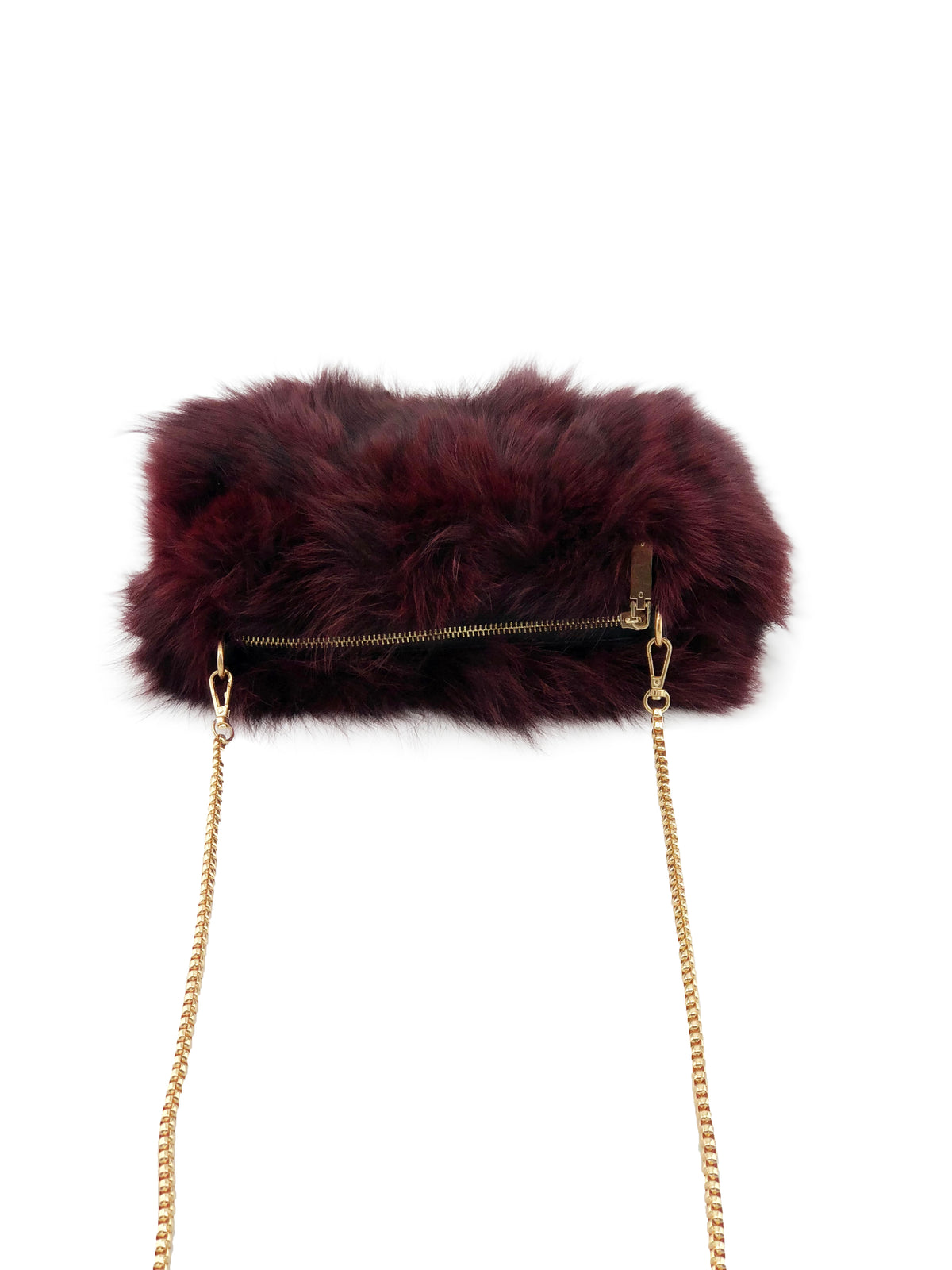 Fox Fur Muff Handbag with Gold Chain - paulamariecollection