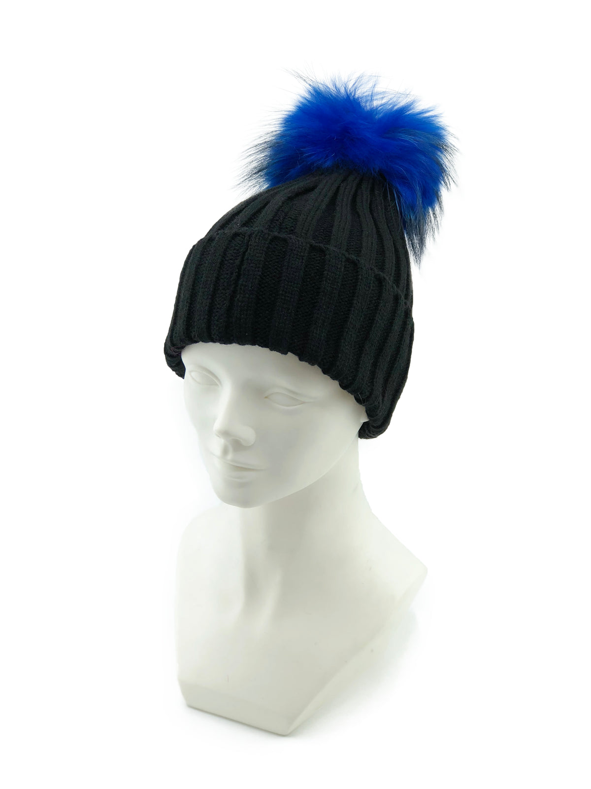 Knitted Beanie with Removable Dyed Fur Pom - paulamariecollection