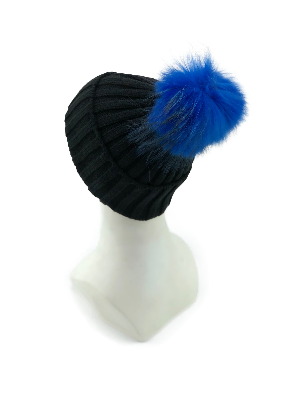 Knitted Beanie with Removable Dyed Fur Pom - paulamariecollection