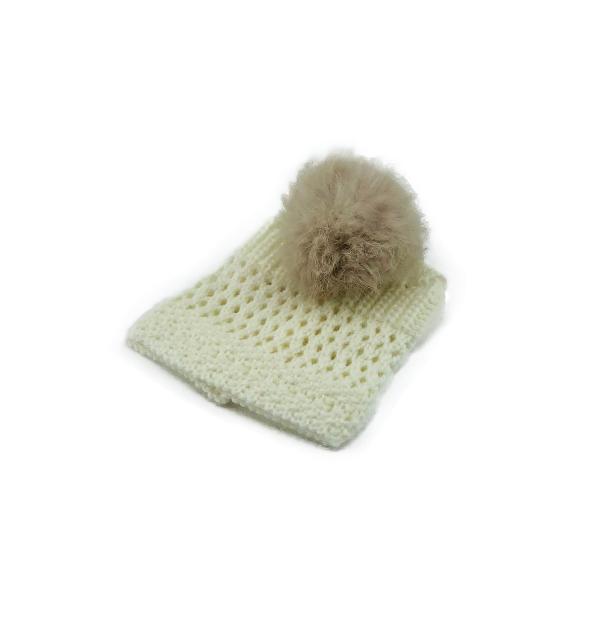 Off-White Leg Warmer/Boot Cover with Rex Rabbit Pom - paulamariecollection
