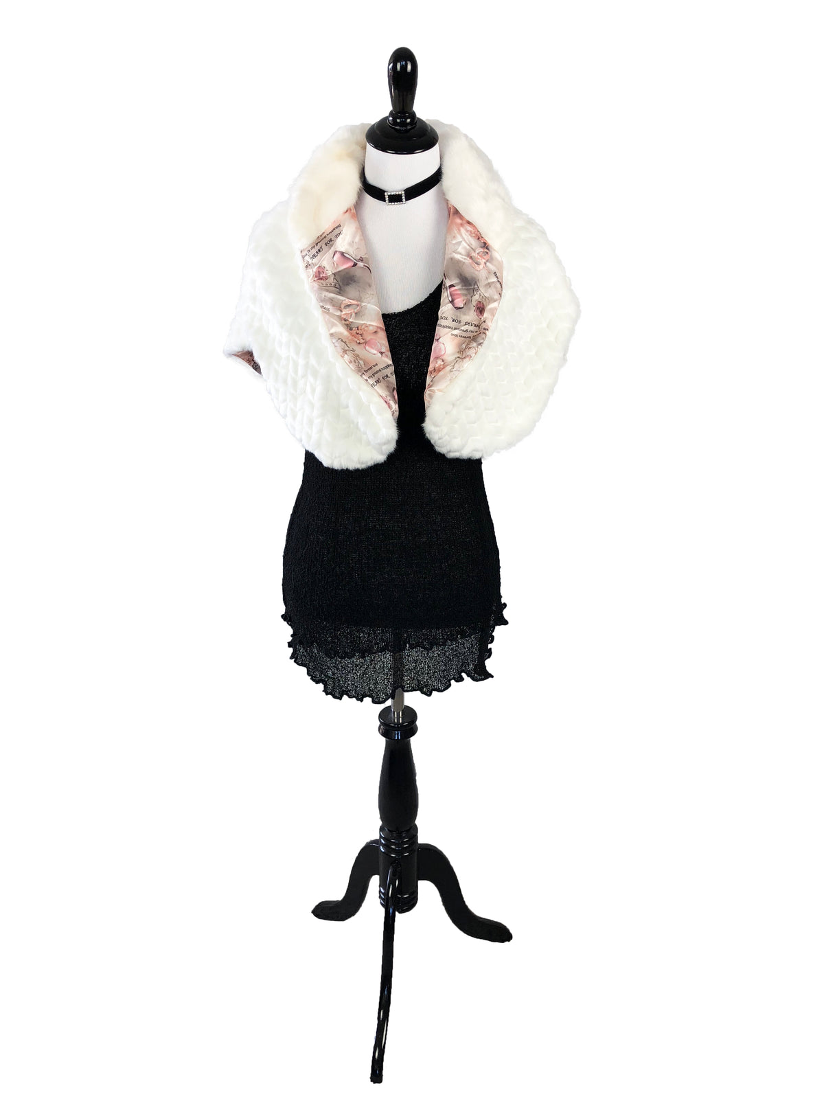 Faux Rabbit and Mink Fur Cape with Pink Design Interior - paulamariecollection