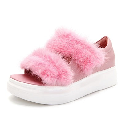 Mink Fur Strap Sandal - paulamariecollection