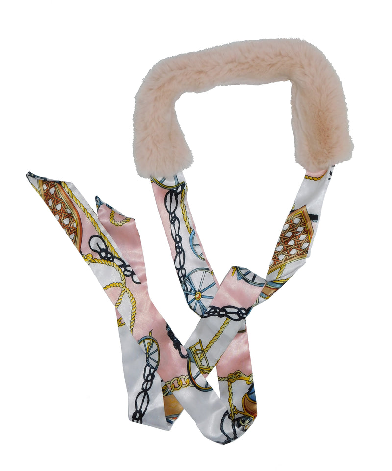 Blush Rex Rabbit Scarf with Pink Silk Ribbon - paulamariecollection