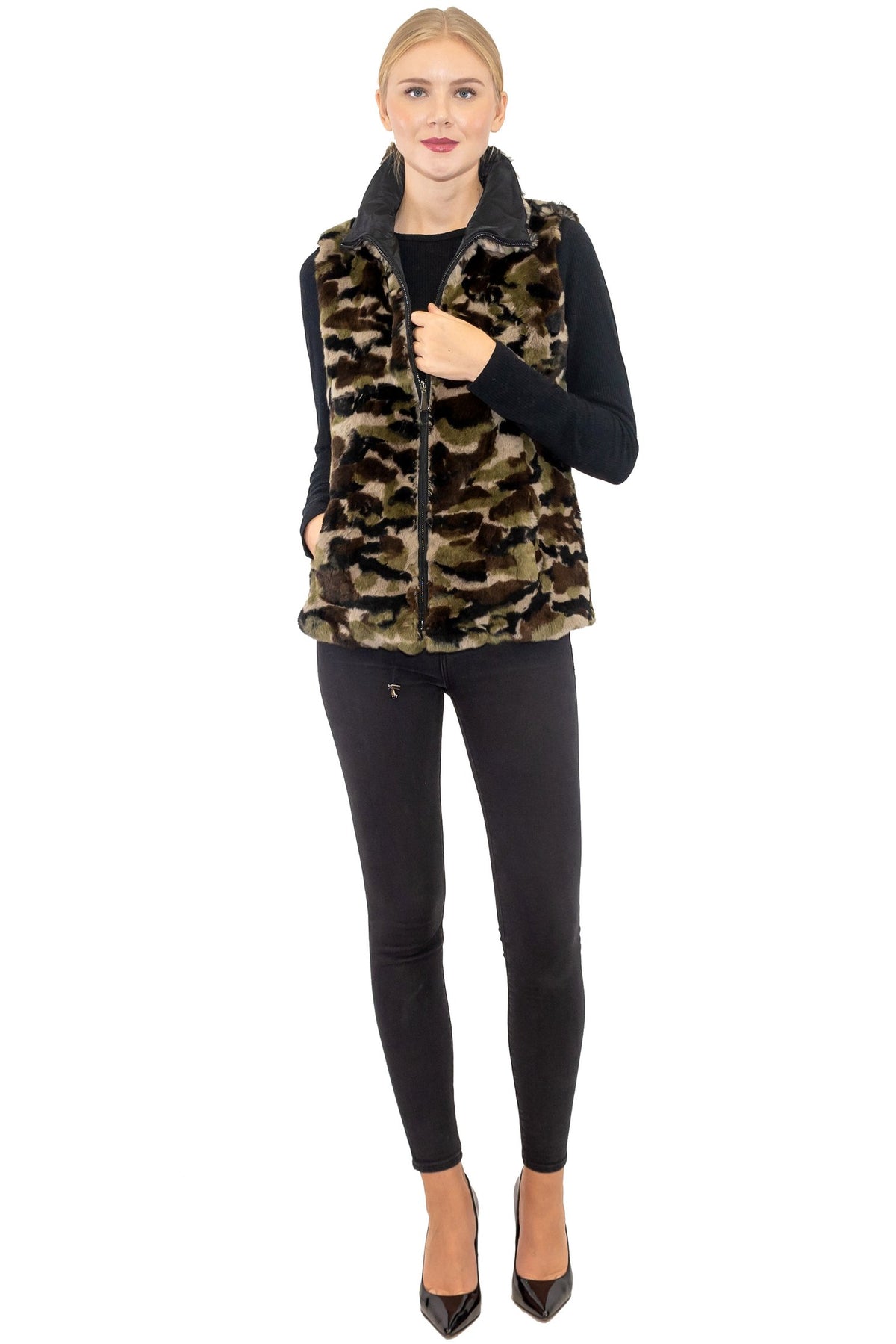 THE NARVA Reversible Camo Rex Rabbit and Microfabric Jacket - paulamariecollection