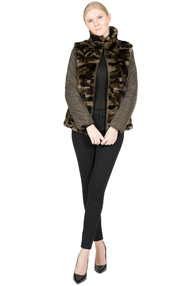 THE NARVA Reversible Camo Rex Rabbit and Microfabric Jacket - paulamariecollection