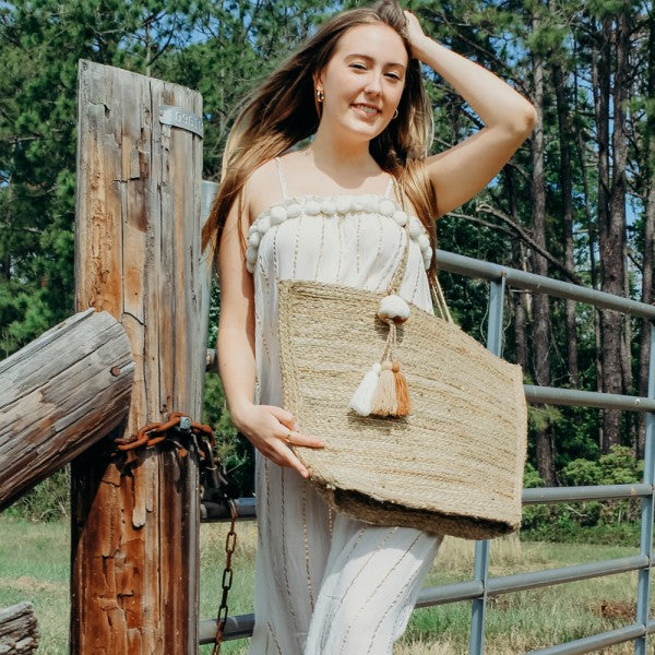 Enshrine Handwoven Jute Tote Bag - paulamariecollection