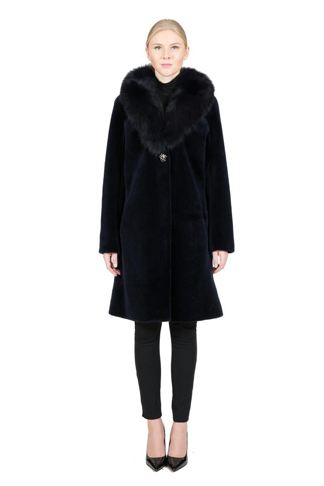THE FENLAND Sheep Fur Coat with Detachable Fox Collar - paulamariecollection