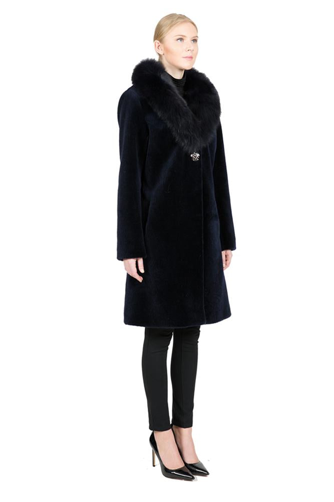 THE FENLAND Sheep Fur Coat with Detachable Fox Collar - paulamariecollection