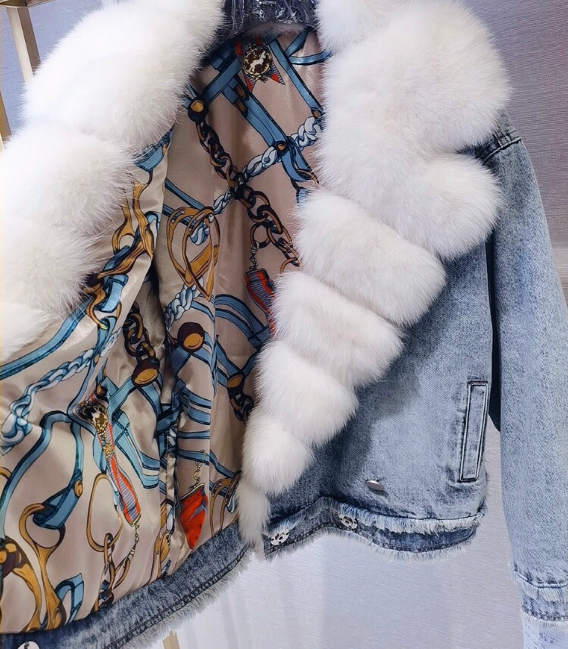 Denim Jacket with Fox Trim - paulamarie