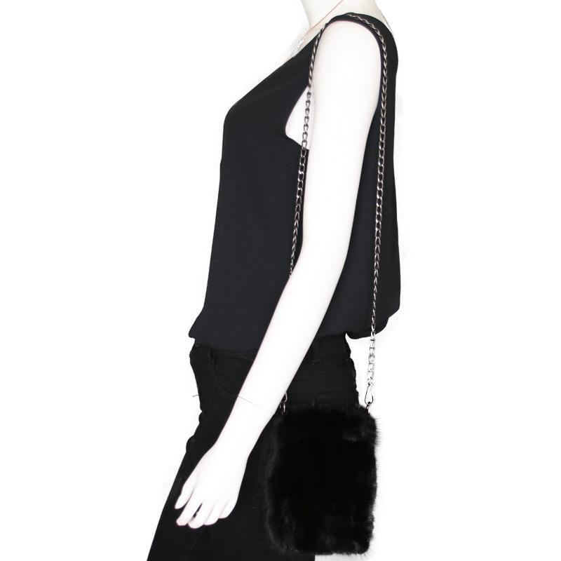 Mink Fur Black Crossbody Purse - paulamariecollection