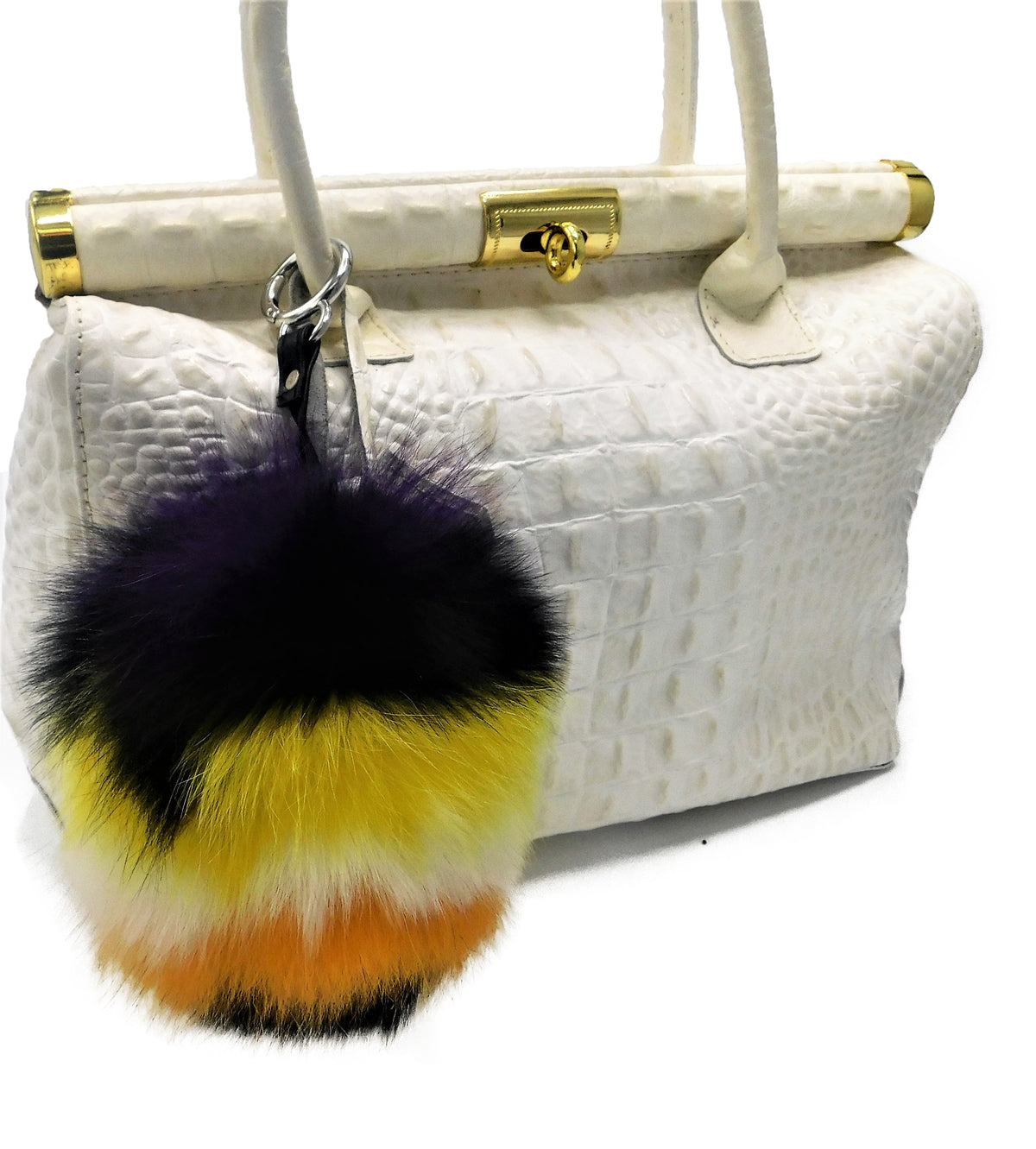 Multicolor Fox Fur Pom Pom Keychain - paulamariecollection