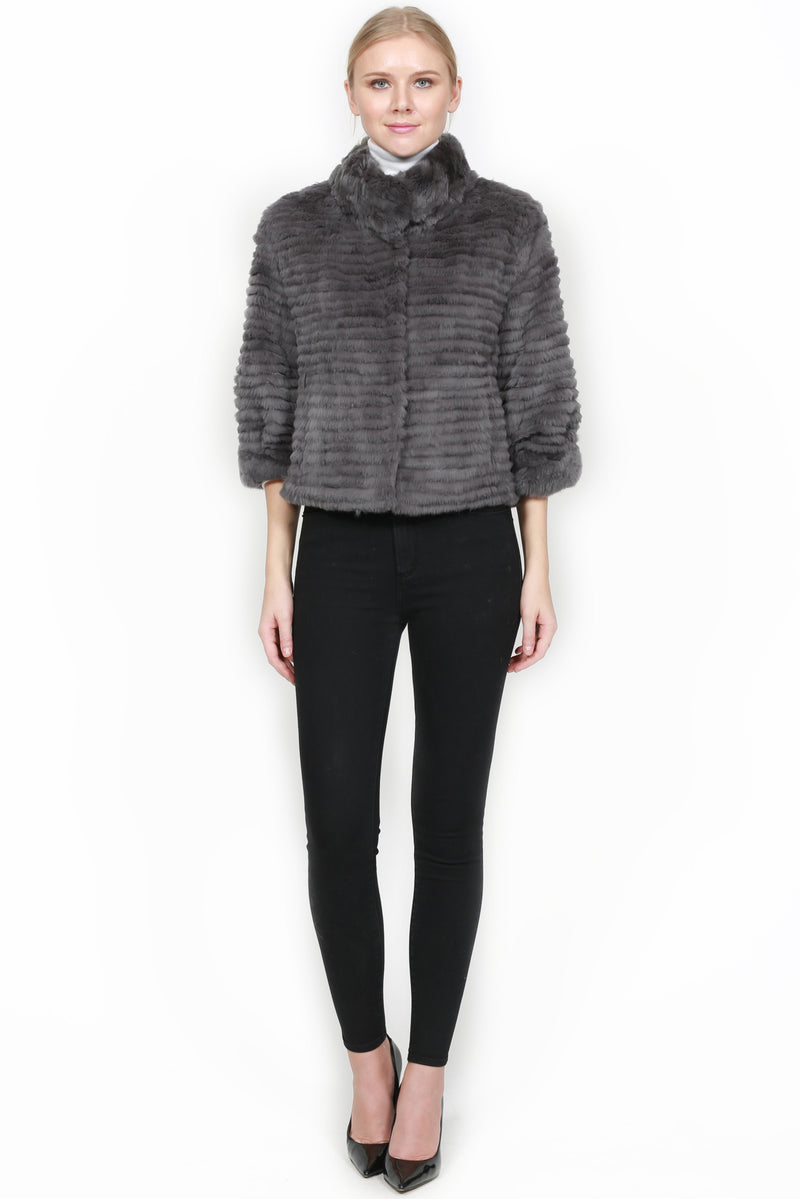 THE INTA Full Skin Rex Rabbit Bolero with Half Sleeves - paulamariecollection