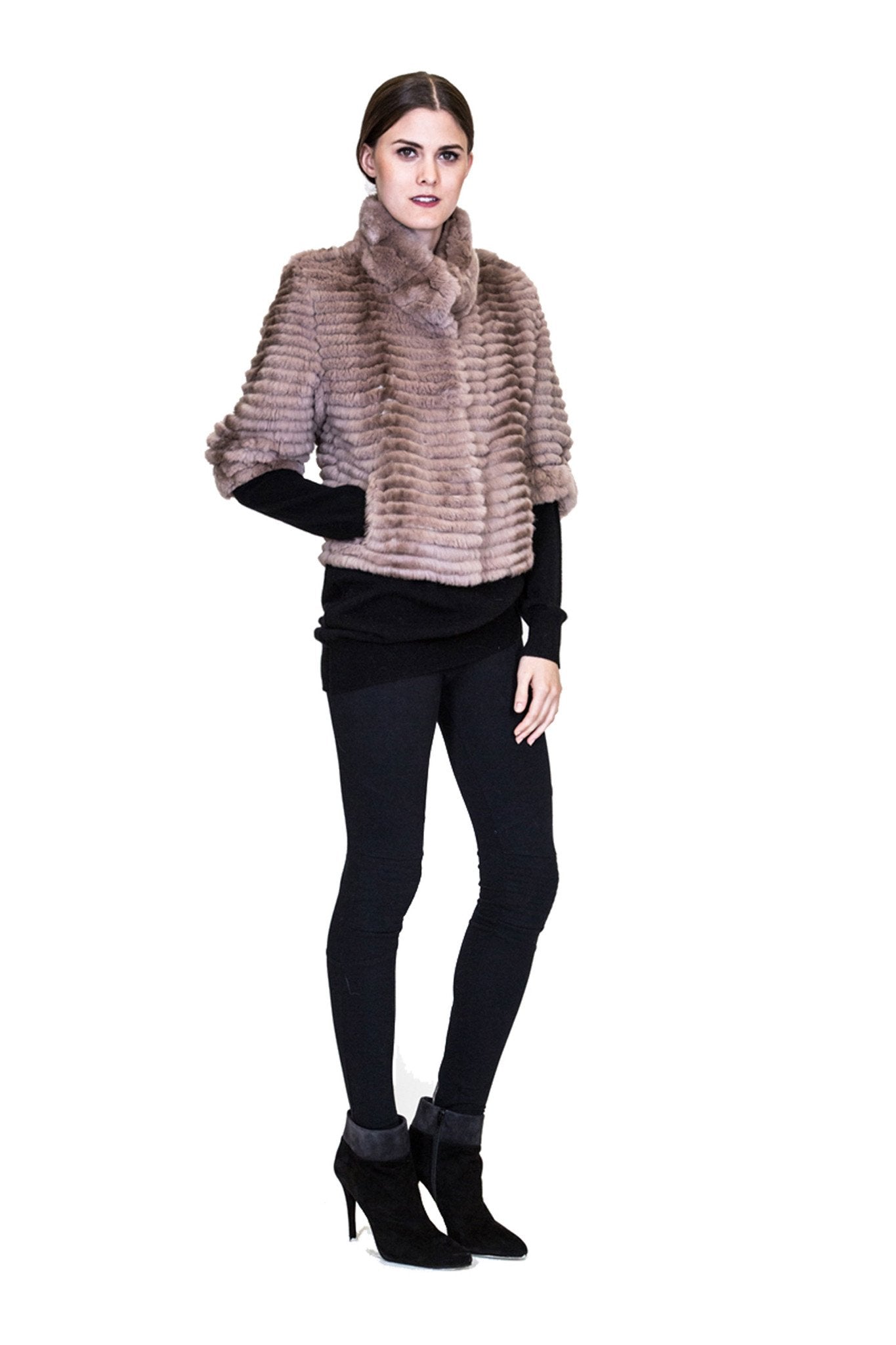 THE INTA Full Skin Rex Rabbit Bolero with Half Sleeves - paulamariecollection