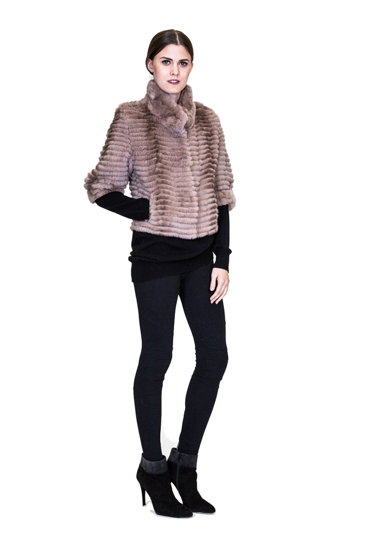 THE INTA Full Skin Rex Rabbit Bolero with Half Sleeves - paulamariecollection