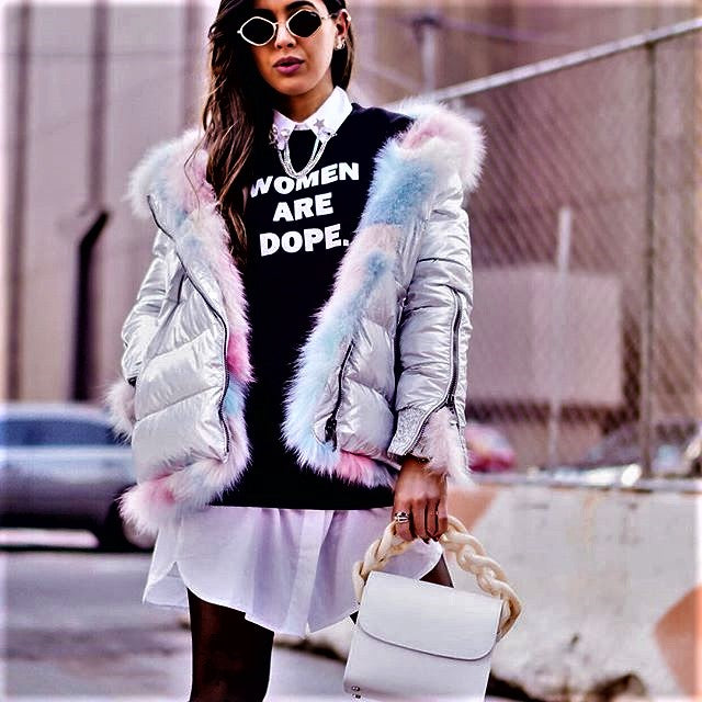 THE AIRDRIE Metallic Jacket with Multicolor Fox Fur Trim - paulamariecollection