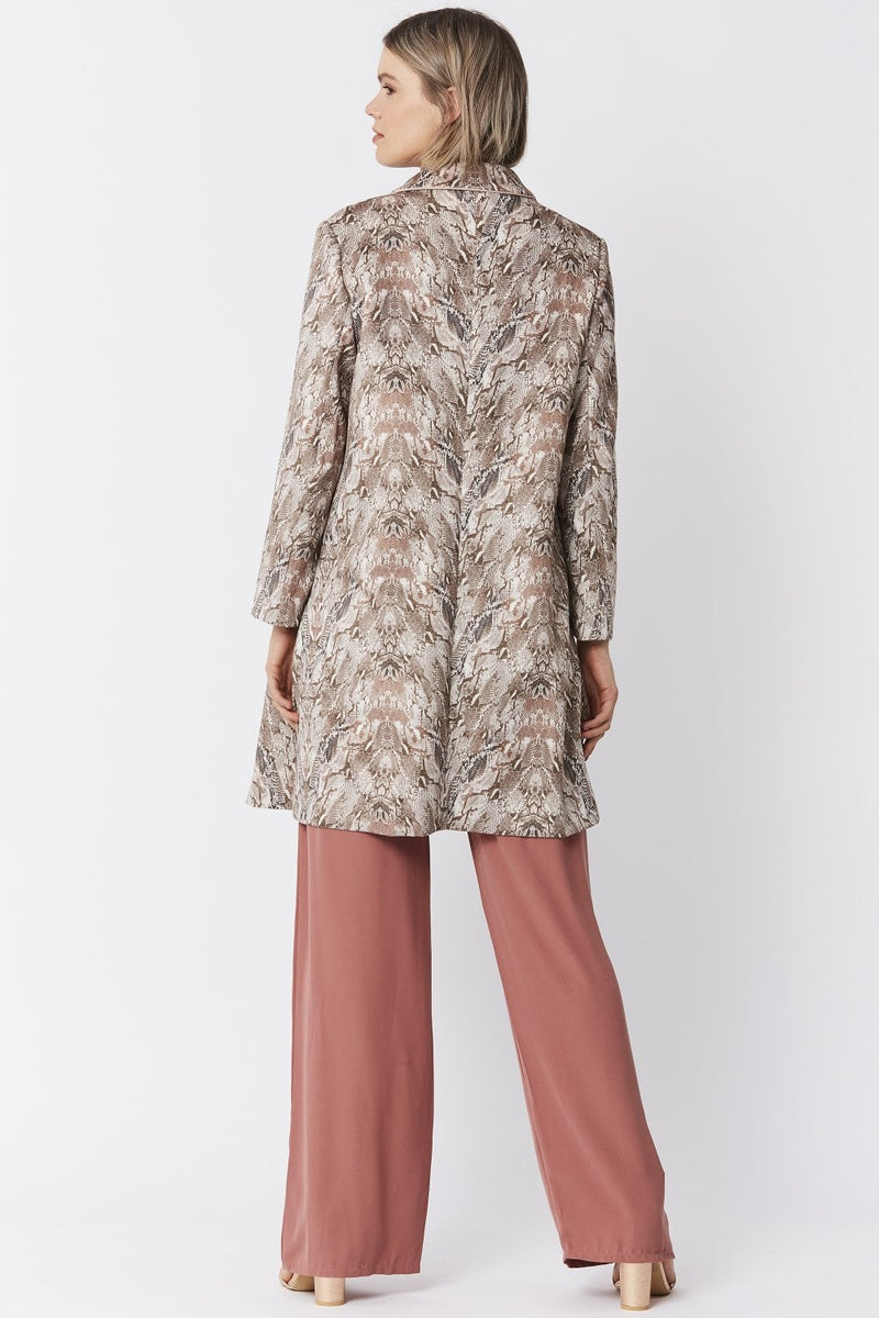Faux Suede Snakeskin Effect Trench Jacket - paulamariecollection