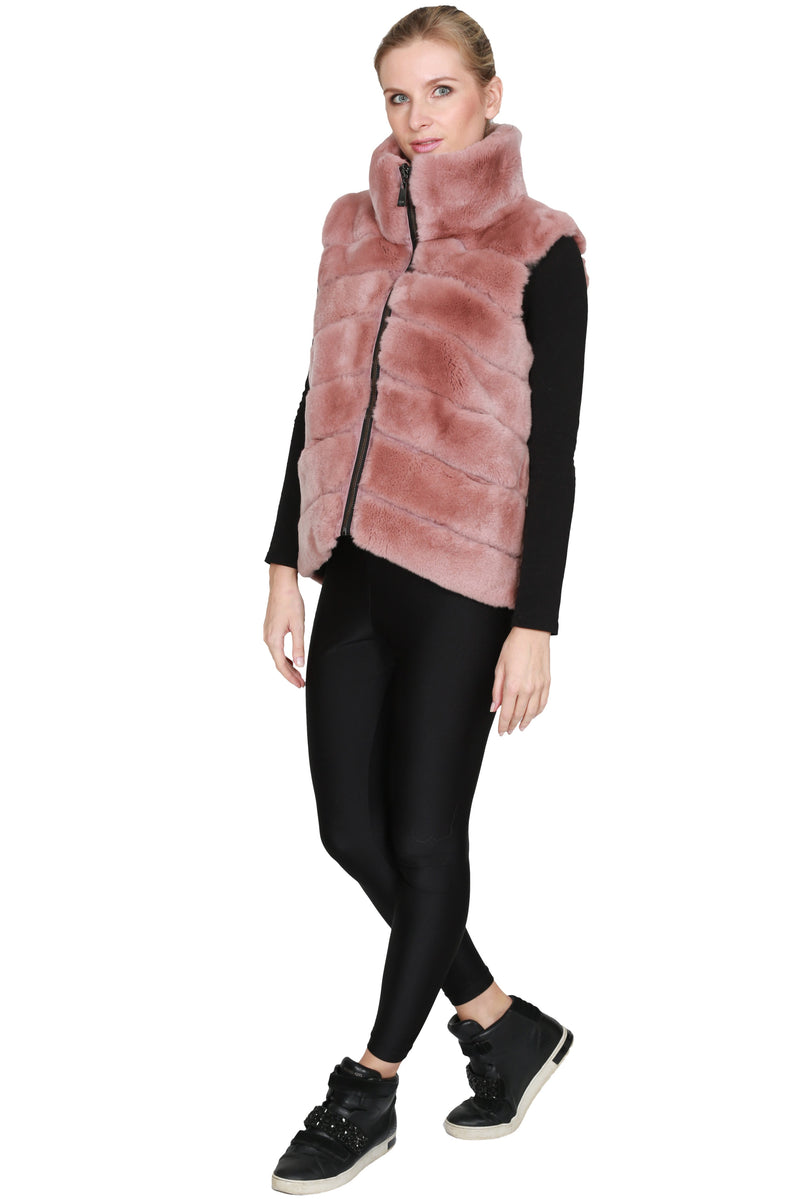 Reversible Rex Rabbit Vest with Pop-up Collar - paulamariecollection
