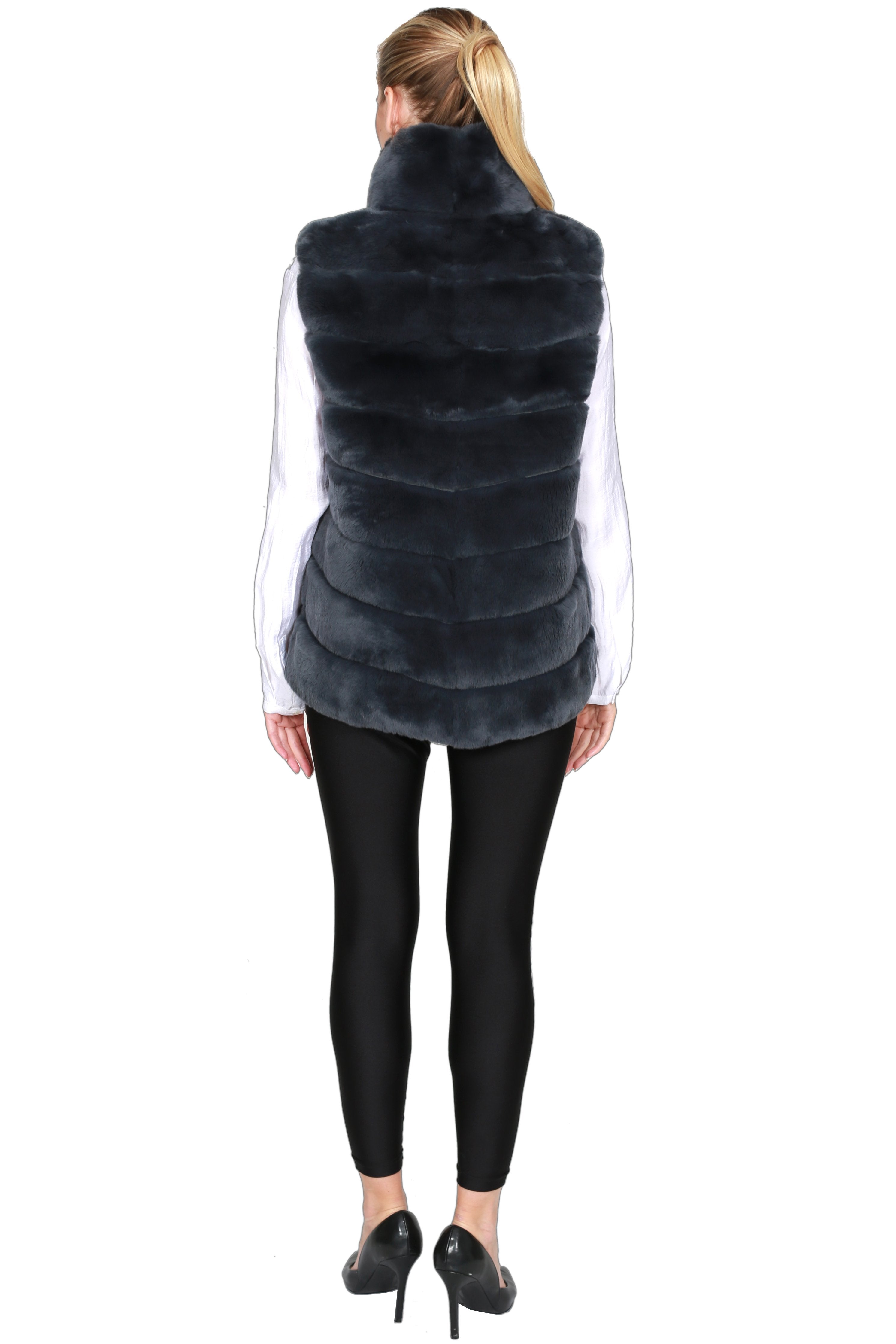 Reversible Rex Rabbit Vest with Pop-up Collar - paulamariecollection