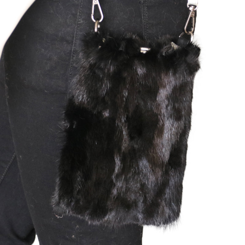 Reversible Mink Fur and Metallic Leather Crossbody Purse - paulamariecollection