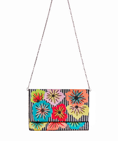 Flower Pattern Jute Crossbody Clutch - paulamariecollection