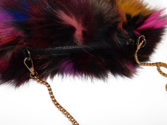Multicolor Fox Fur Muff Handbag with Gold Chain - paulamariecollection