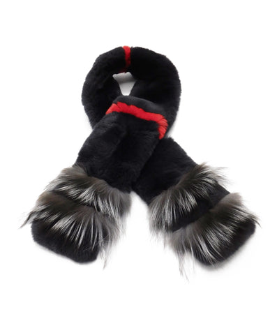 Rex Rabbit Scarf with Silver Fox Tips - paulamariecollection