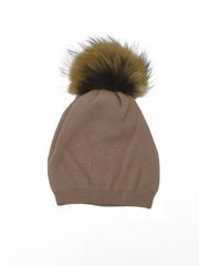 Cashmere Beanie with Raccoon Fur Poms - paulamariecollection