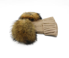 Knitted Beanie with Two Removable Poms - paulamariecollection