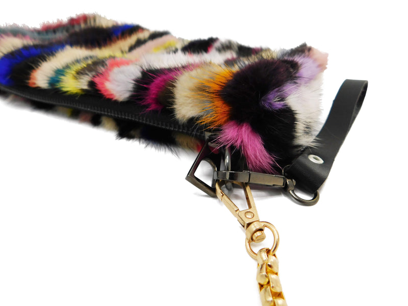 Mink Fur Multicolor Handbag with Metal Chain - paulamariecollection