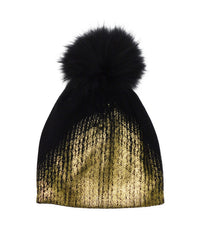Metallic Gradient Cashmere Beanie with Pom - paulamariecollection