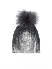 Metallic Gradient Cashmere Beanie with Pom - paulamariecollection