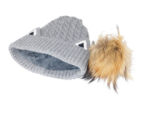 Knitted Cat Ear Beanie with Removable Pom - paulamariecollection