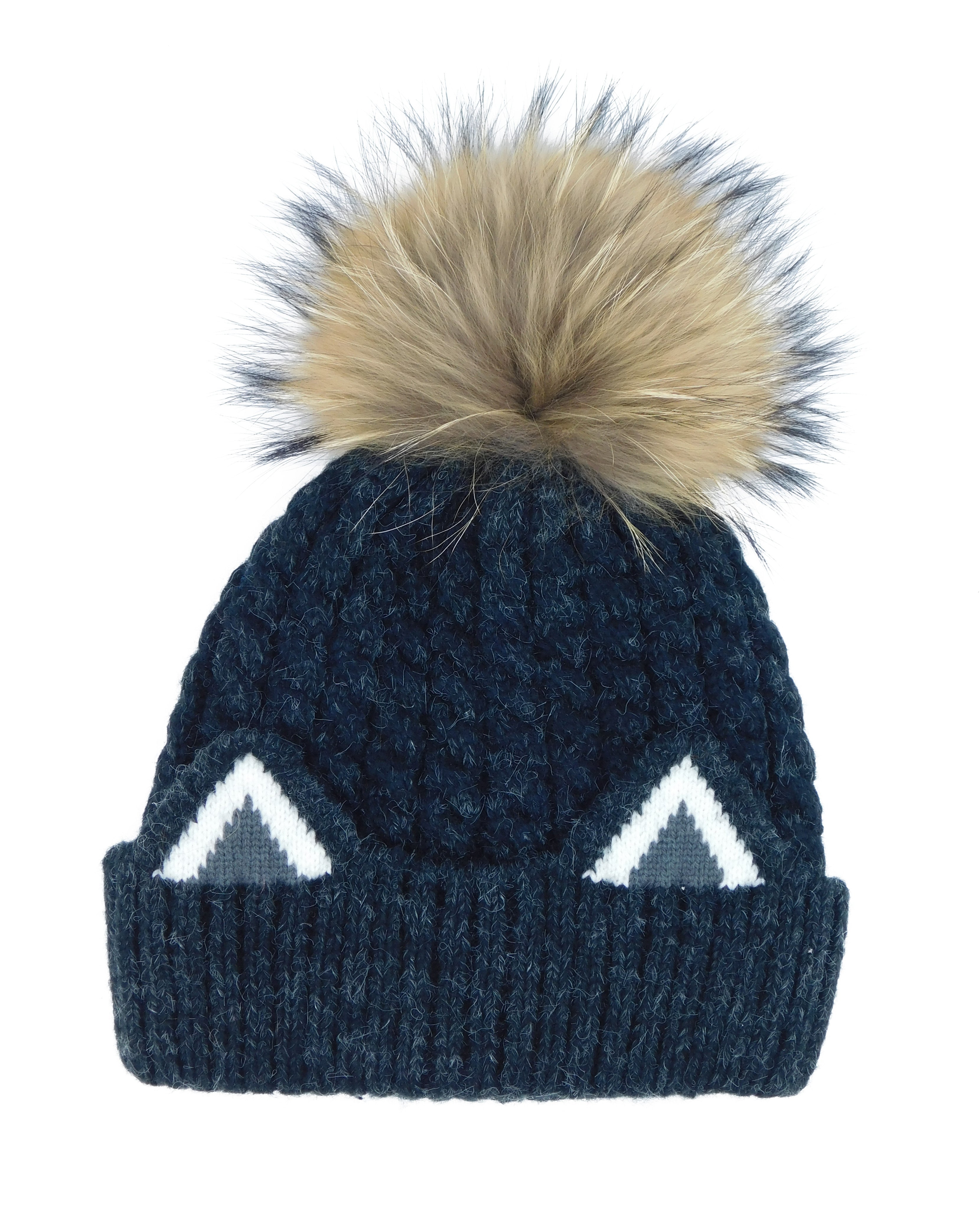 Knitted Cat Ear Beanie with Removable Pom - paulamariecollection