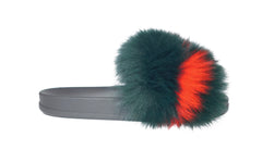 Striped Fox Fur Slides - paulamariecollection