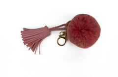 Rex Rabbit Pom Keychain with Leather Tassels - paulamariecollection
