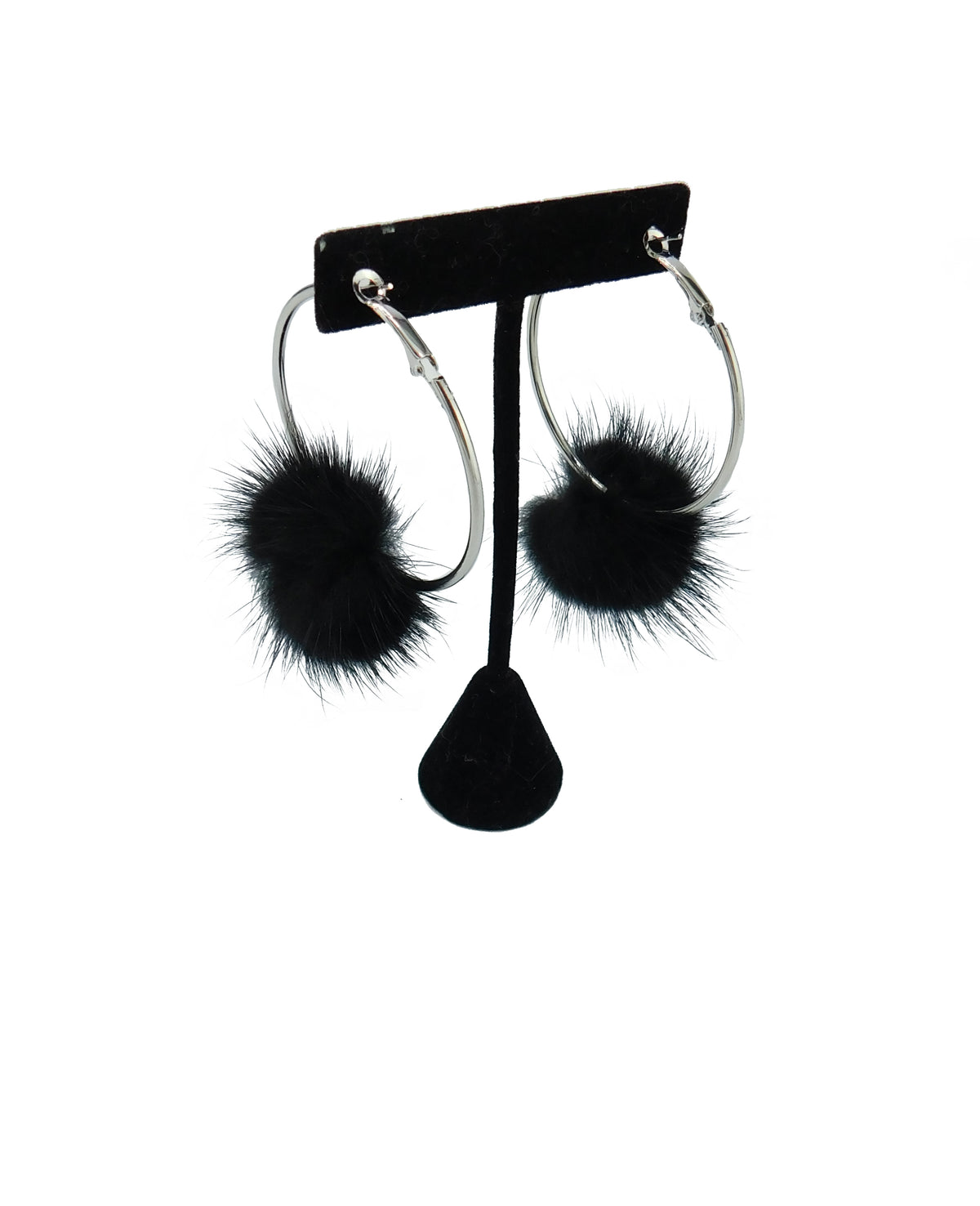 Mink Fur Pom Hoop Earrings - paulamariecollection