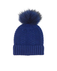 Cashmere Knitted Beanie with Removable Fur Pom - paulamariecollection